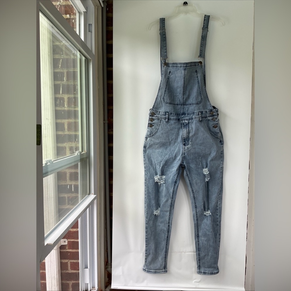Longbida Women’s Distressed Overalls Size Medium NWT